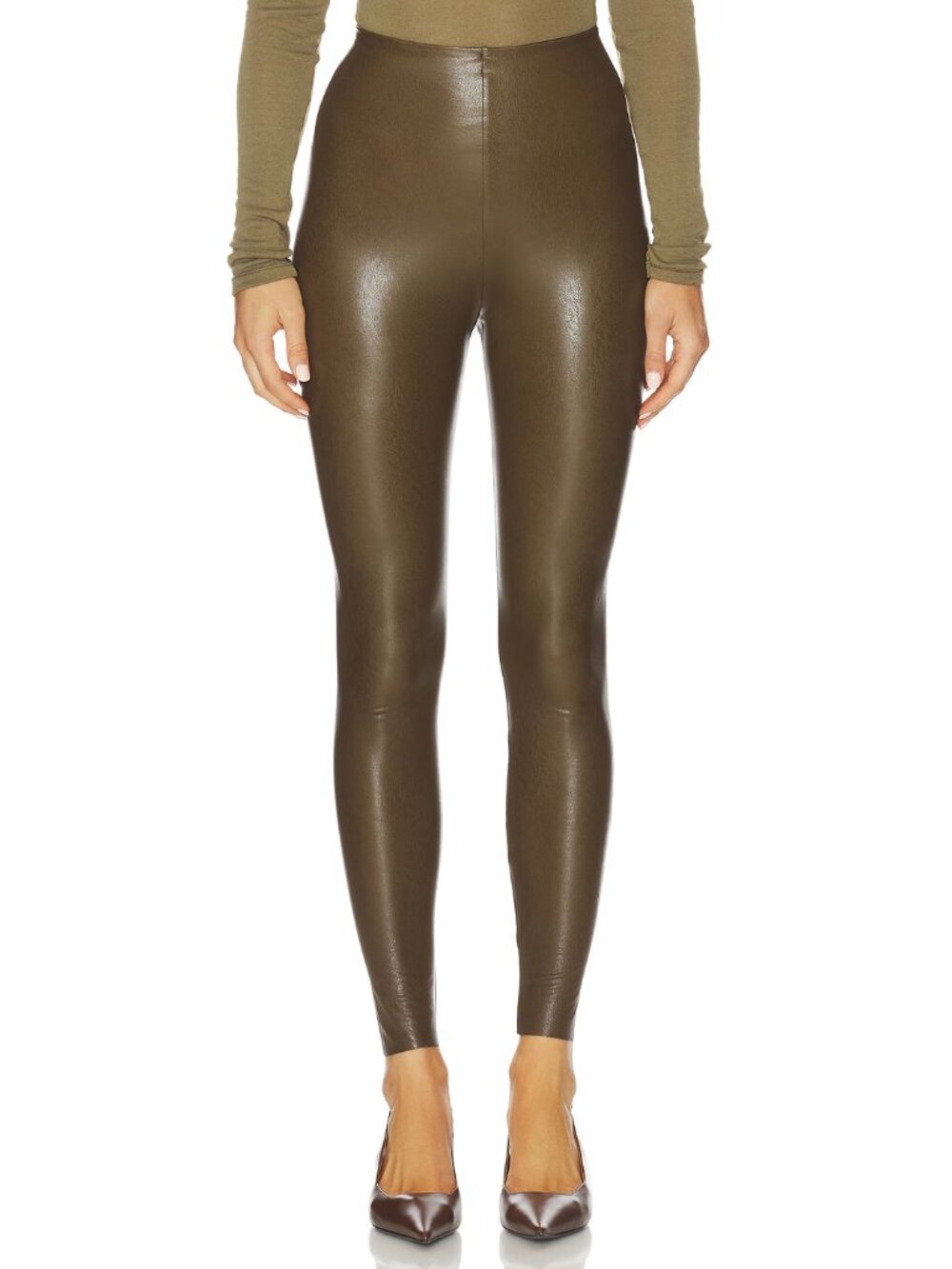 Commando Control Top Faux Leather Leggings Cadet Brown Size Small Revolve